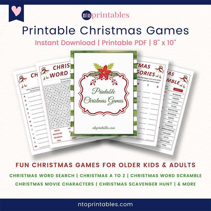 10-Pack-Christmas-Games-Printables-Christmas Printables for Adults and Kids